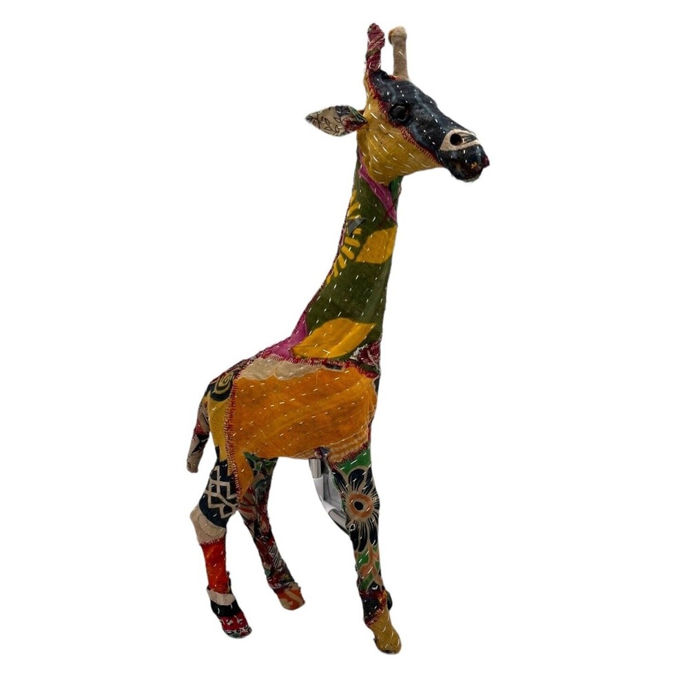 Giraffe Statue /Handmade Vintage Sari Fabric/decoupage/Made in India Artsy
